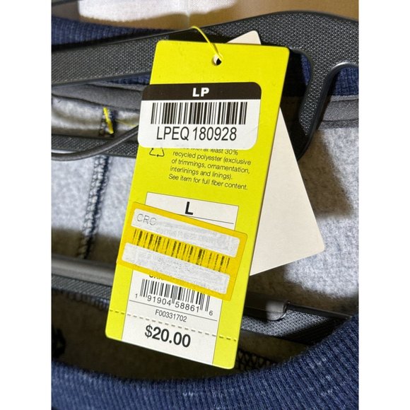 All in Motion Mens Cotton Fleece Crewneck Sweatshirt , Heather Navy, Size L, NWT - Picture 3 of 5